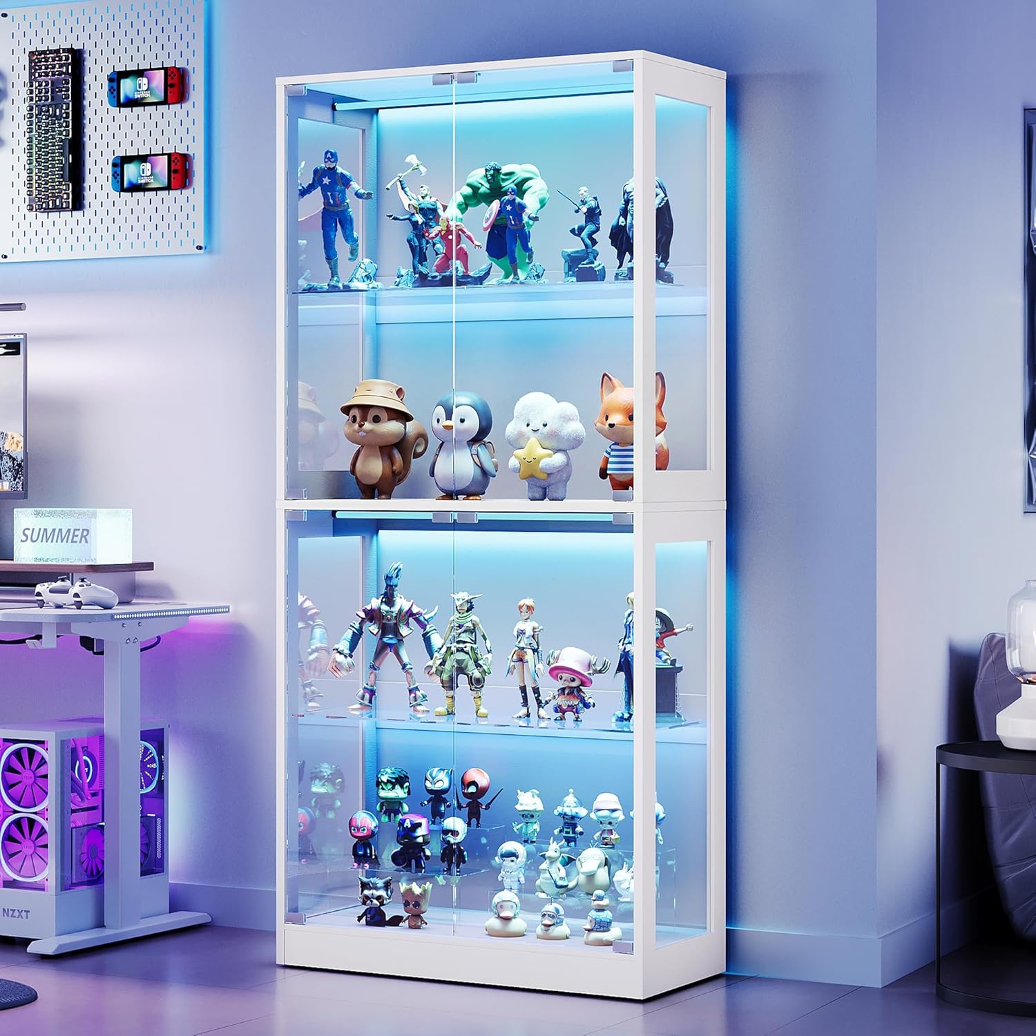 Glass Cabinet Display - RGB Display Cabinet with Adjustable Glass