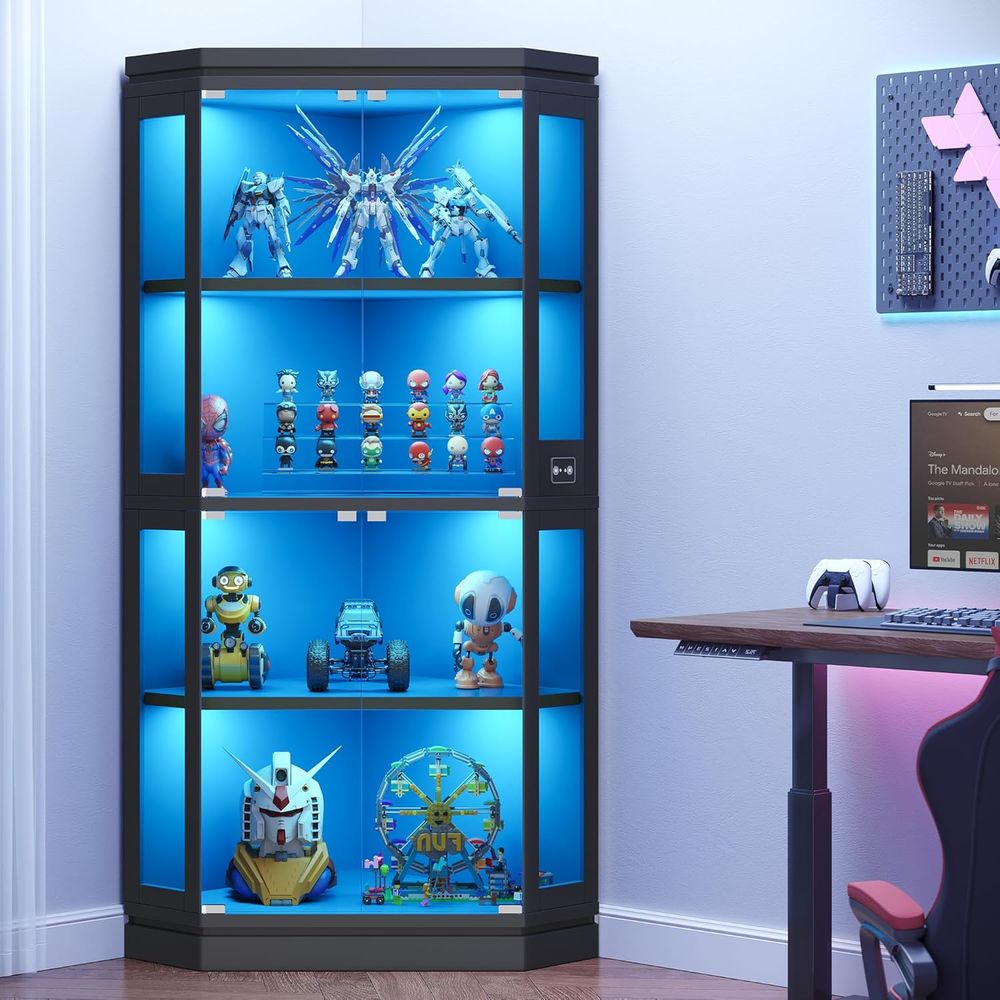 Glass Cabinet Display - 67 Tall 4-Tier Glass Display Cabinet