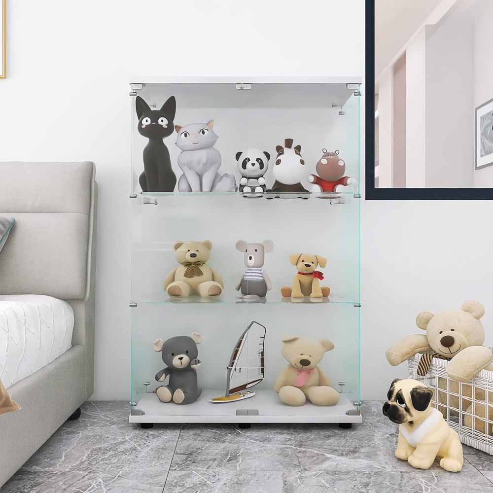 Glass Cabinet Display - 30-Minute Install 3-Shelf Double Door Glass
