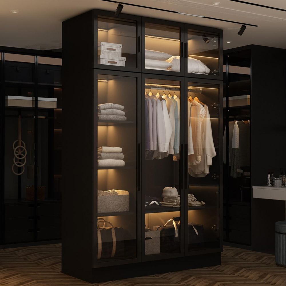 Glass Cabinet Display - LED-Illuminated Glass Display Cabinet with 5
