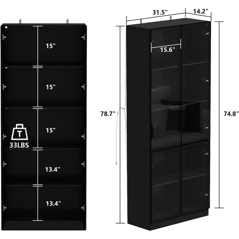 Tall Glass Door LED Lighted Di - Glass Cabinet Display review and price