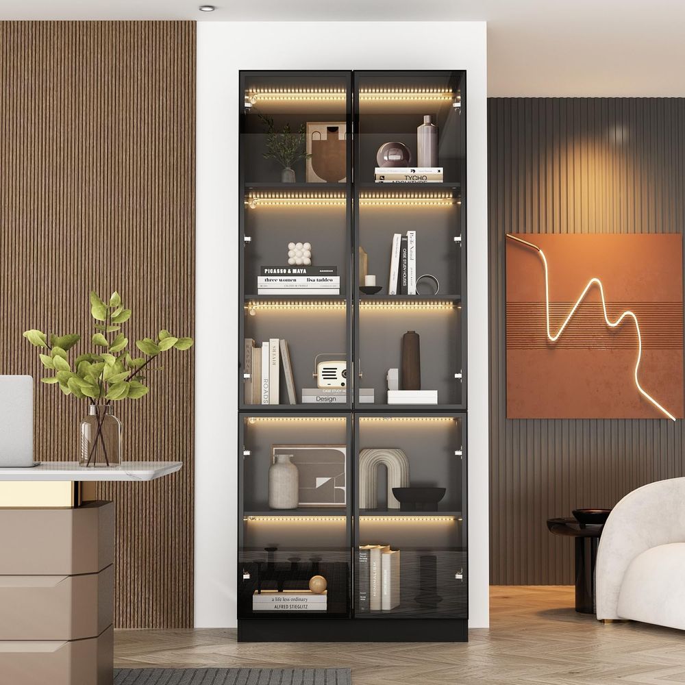 Tall Glass Door LED Lighted Di - Glass Cabinet Display review and price