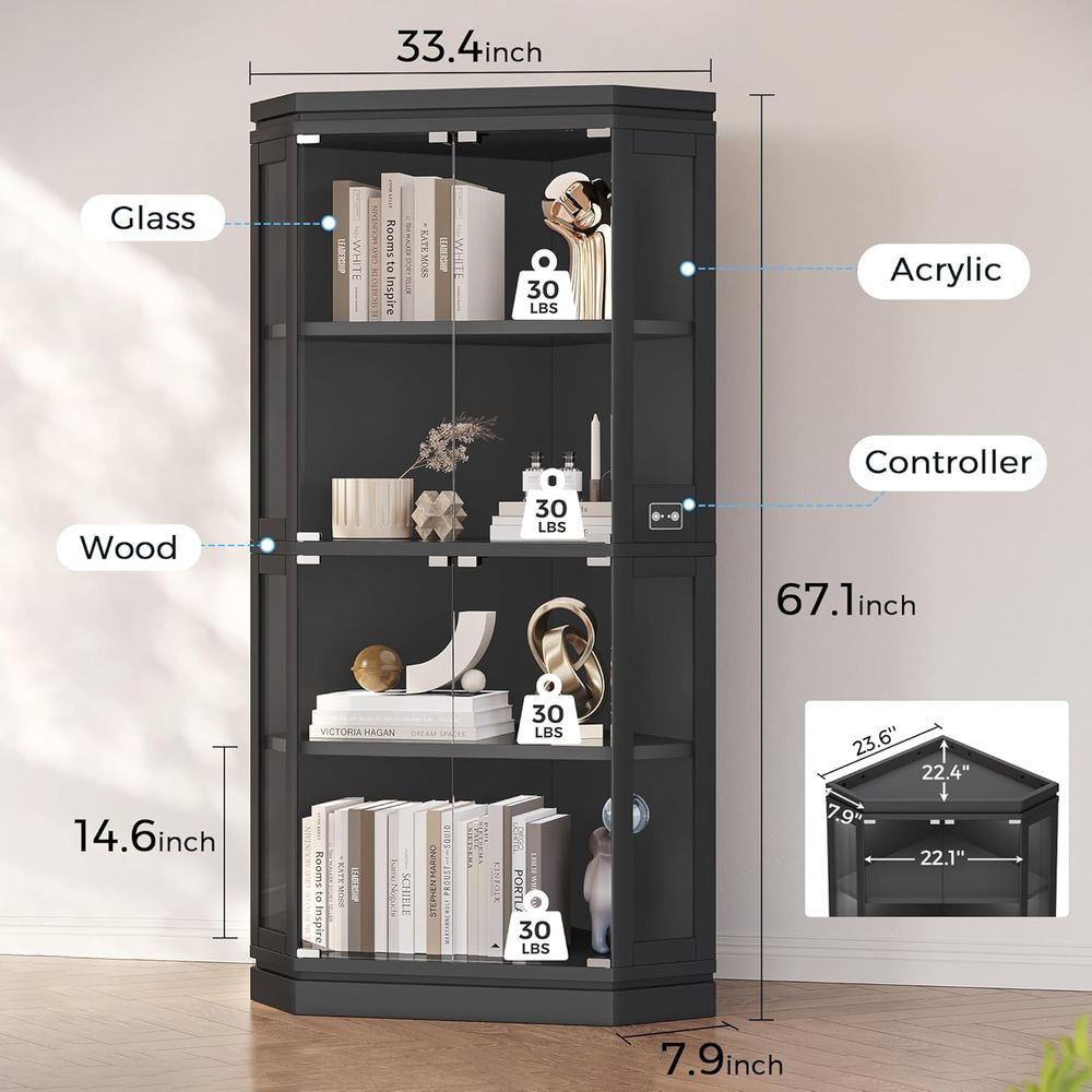 67 Tall 4-Tier Glass Display C - Glass Cabinet Display review and price