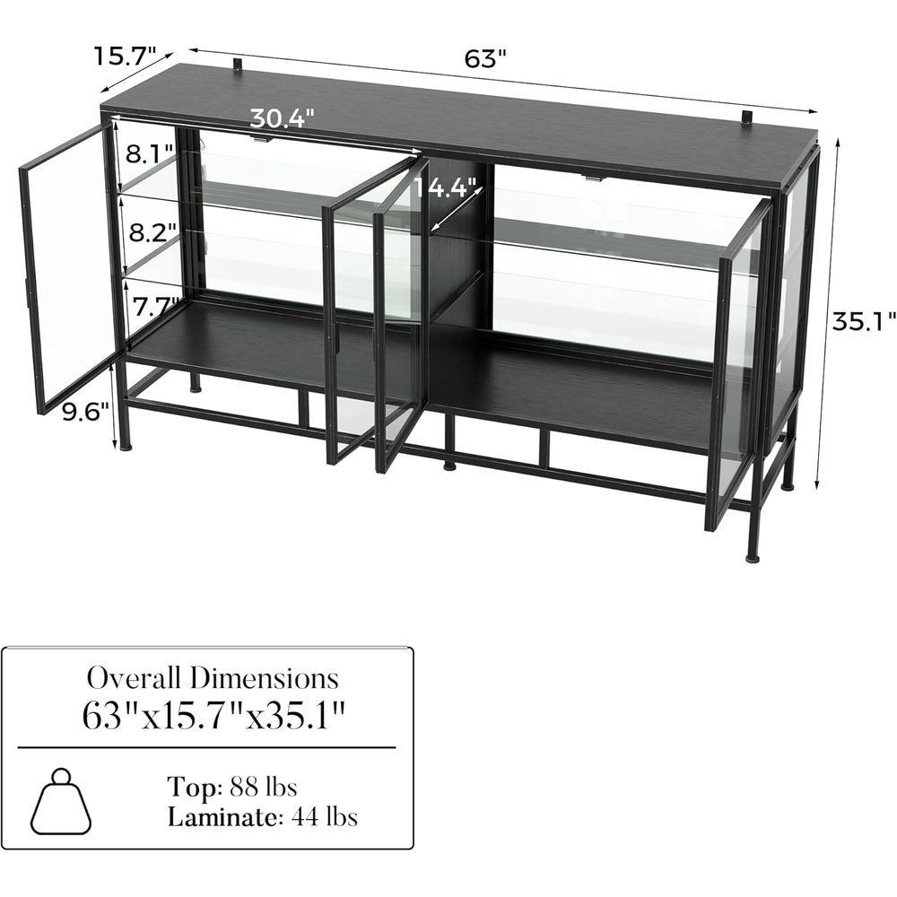 64 Metal Framed Glass Door Dis - Glass Cabinet Display review and price