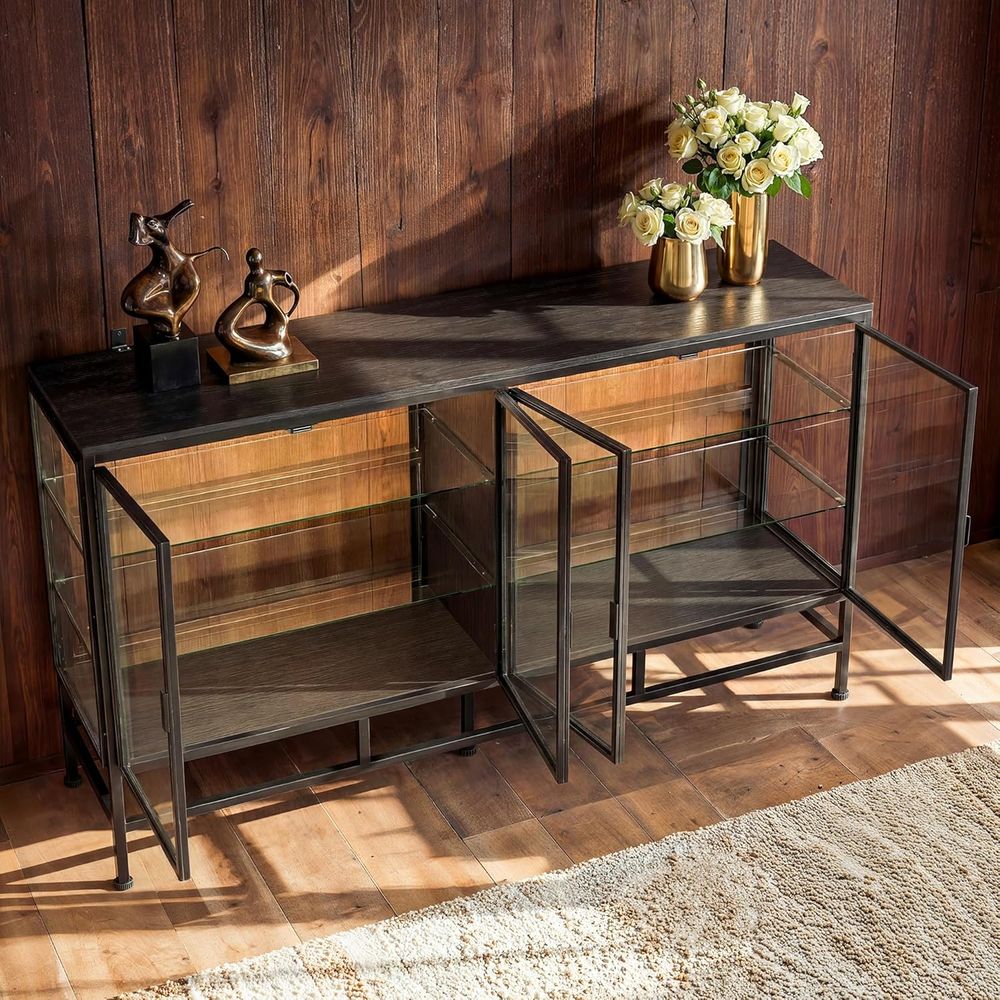 64 Metal Framed Glass Door Dis - Glass Cabinet Display review and price