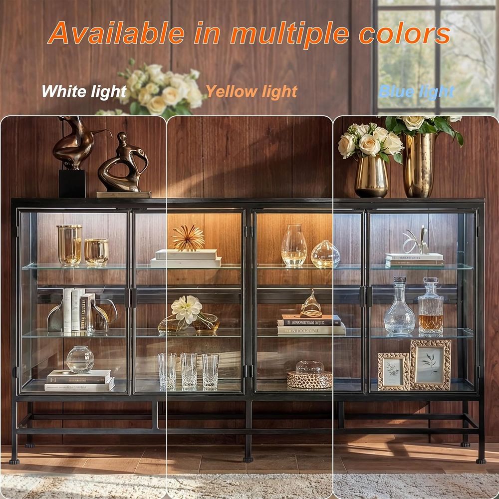 64 Metal Framed Glass Door Dis - Glass Cabinet Display review and price
