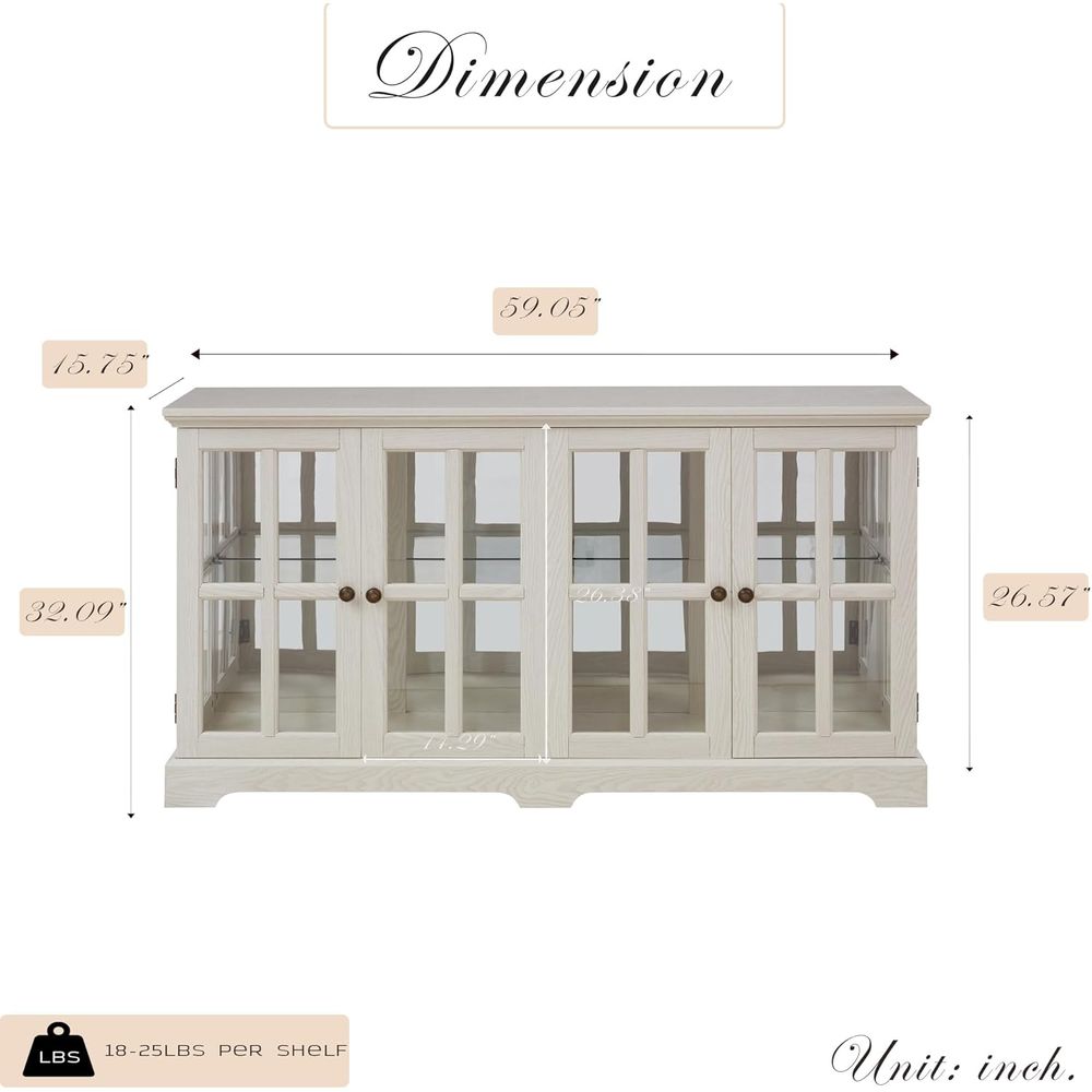 LED-Illuminated 59 White Curio - Glass Cabinet Display review and price