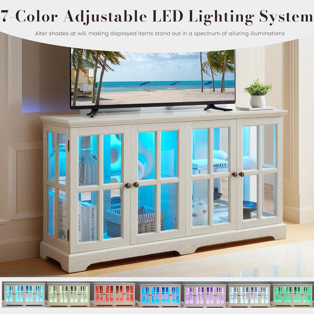 LED-Illuminated 59 White Curio - Glass Cabinet Display review and price