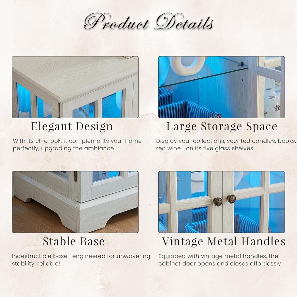 LED-Illuminated 59 White Curio - Glass Cabinet Display review and price