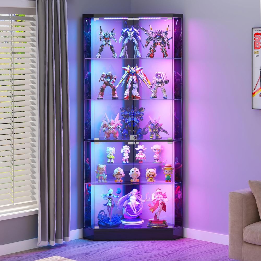 69 Black 5-Tier Glass Display  - Glass Cabinet Display review and price