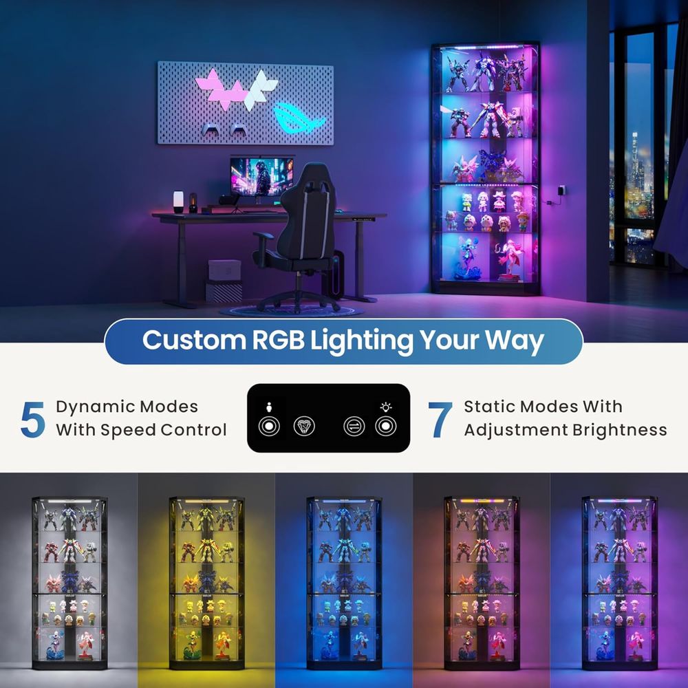 69 Black 5-Tier Glass Display  - Glass Cabinet Display review and price