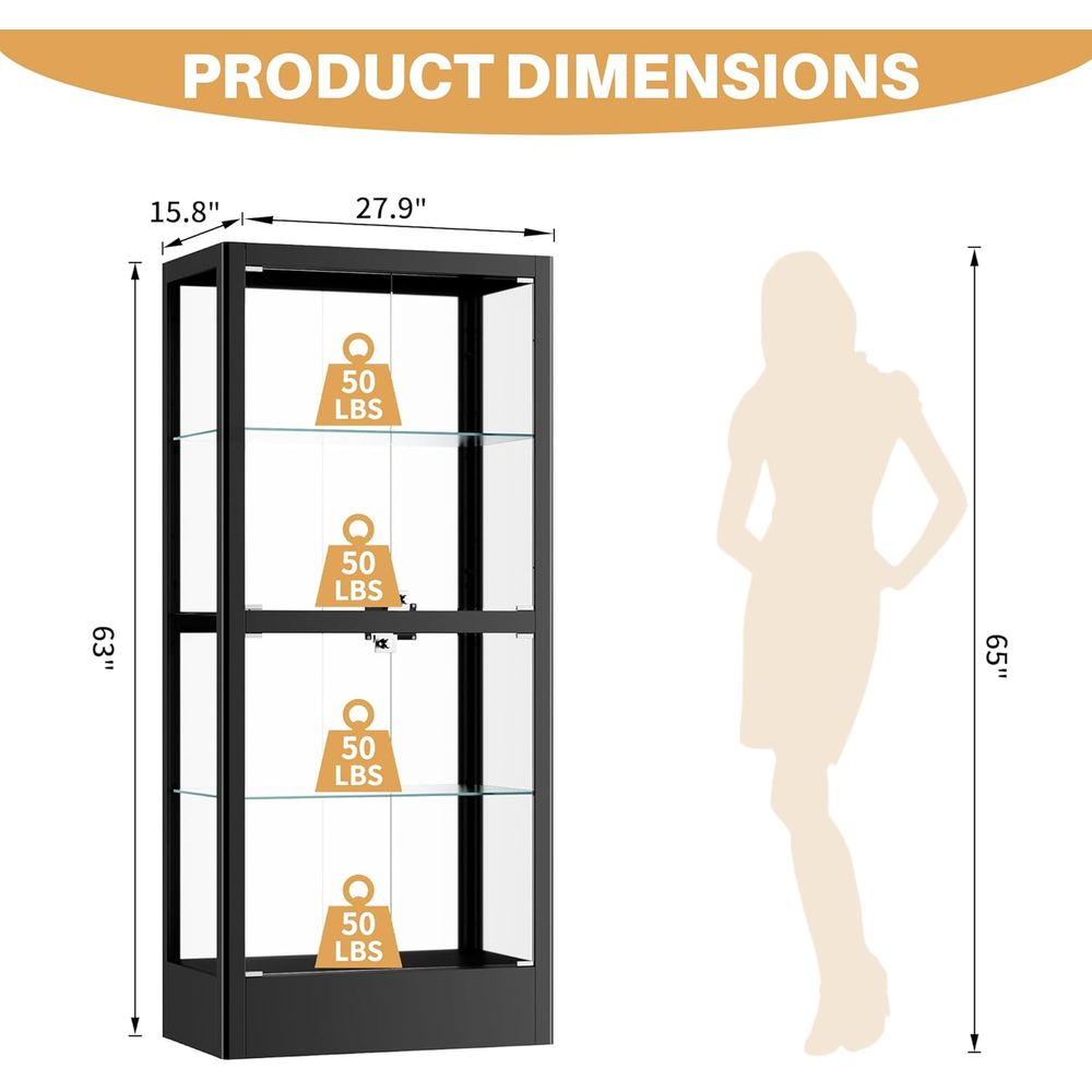 4-Sided Lockable Glass Display - Glass Cabinet Display review and price