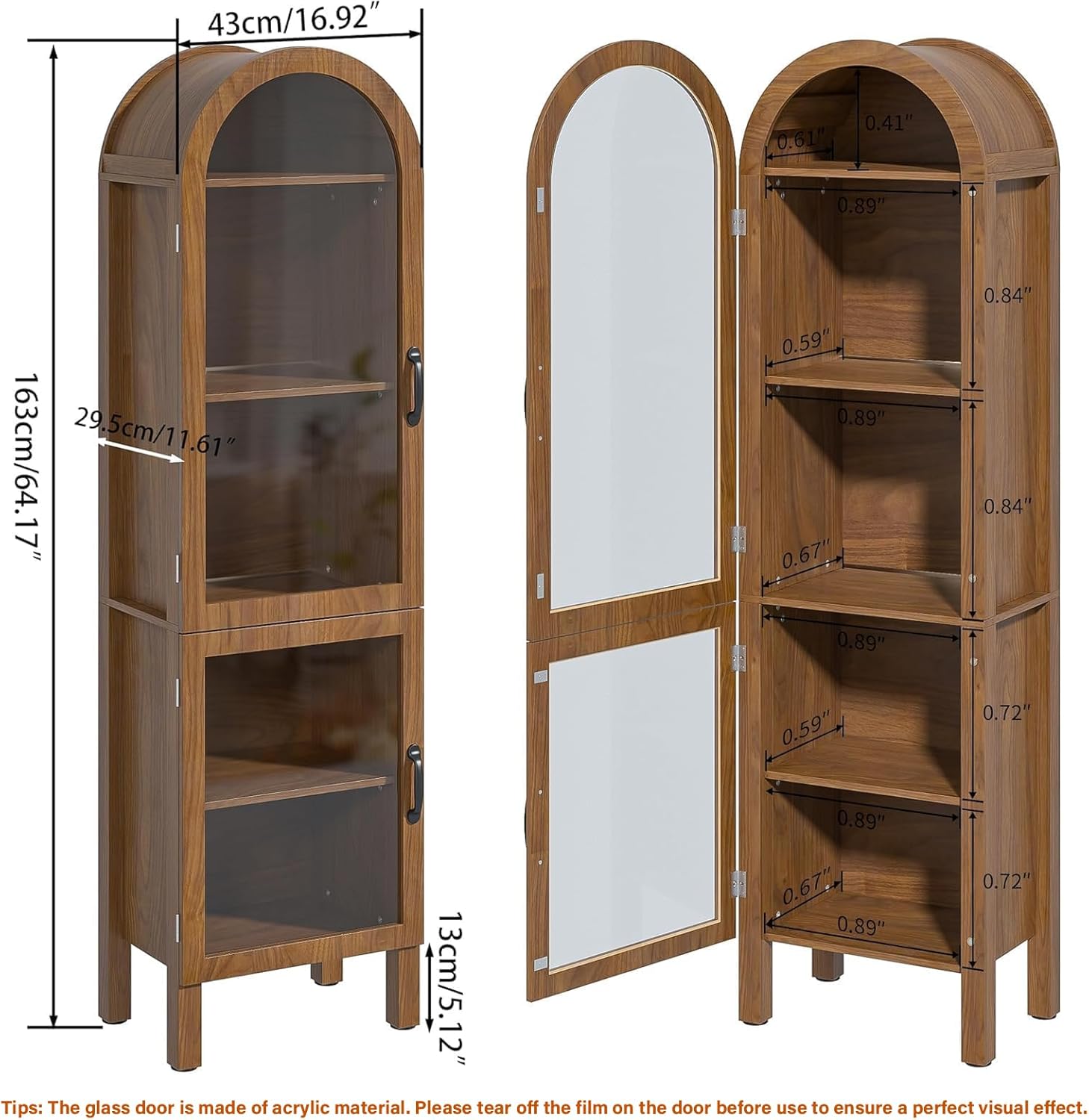 64.17 in Arched Display Cabine - Glass Cabinet Display review and price