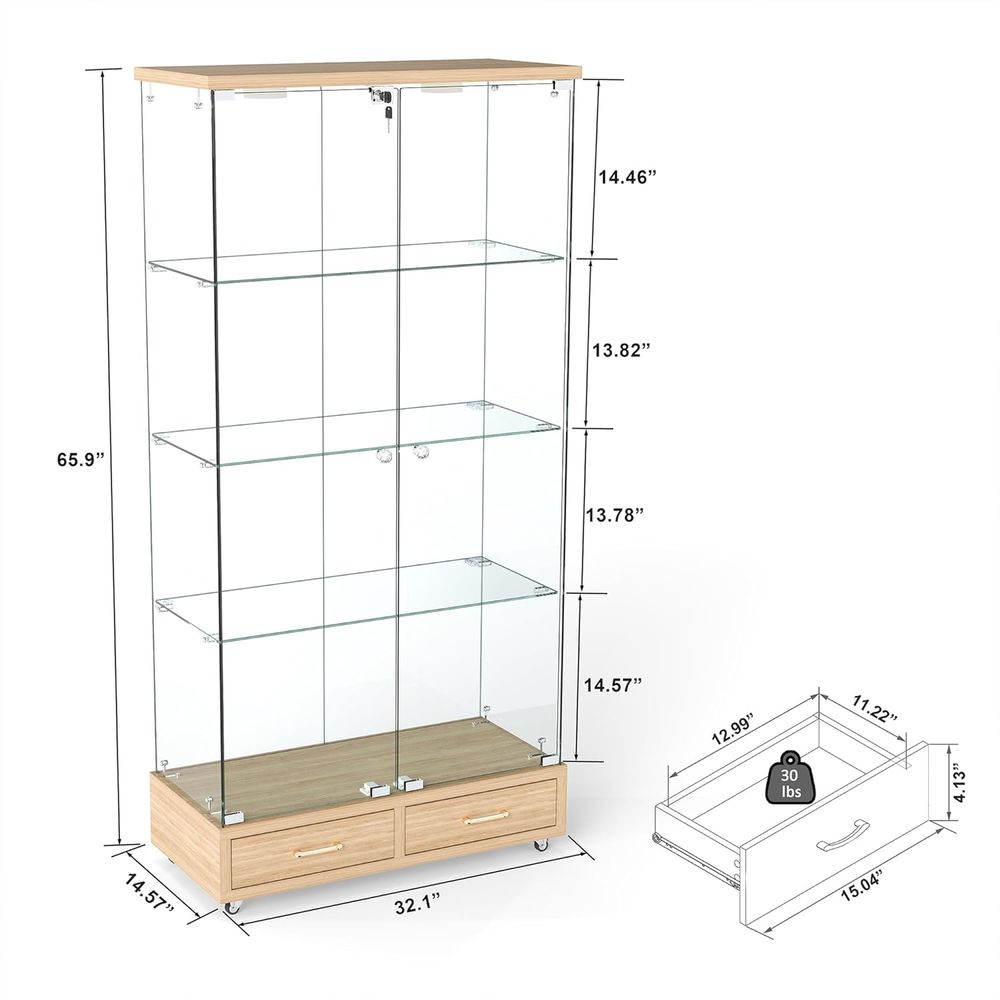 4-Tier Glass Cabinet with LED  - Glass Cabinet Display review and price