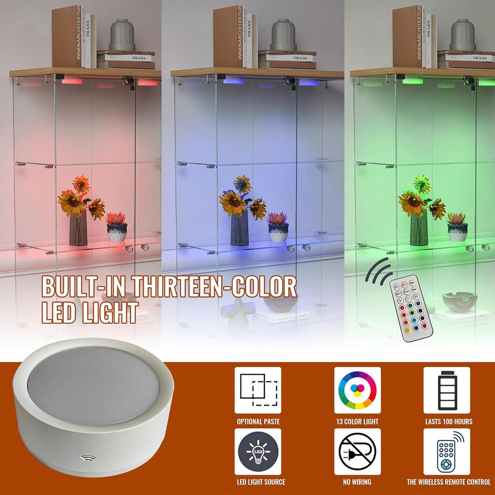 4-Tier Glass Cabinet with LED  - Glass Cabinet Display review and price